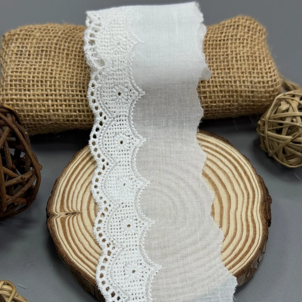 Мереживо прошва "Квітка тиші" 6,5 см  (1 м.), Білий