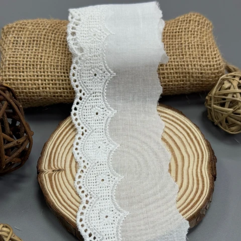 Мереживо прошва "Квітка тиші" 6,5 см  (1 м.), Білий