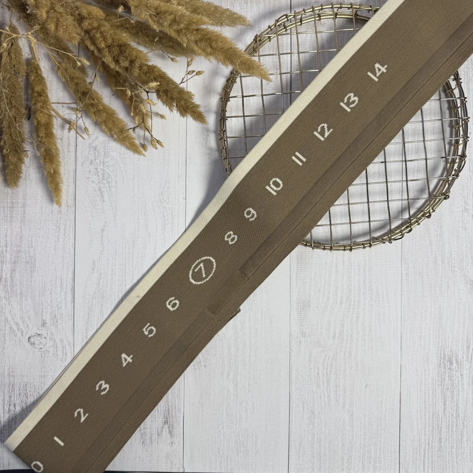 Трикотажний пояс довяз цифри 0-14 (8.5см*90 см), темний бежевий