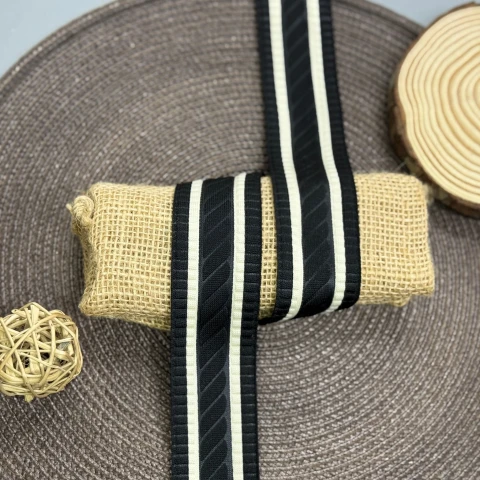 Трикотажний лампас Косичка 4 см (1 м), C:6 чорний