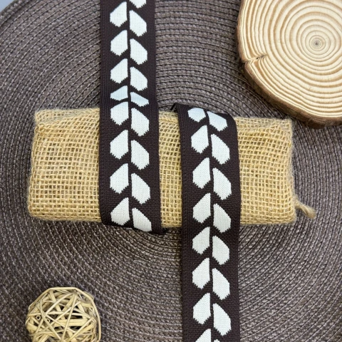 Трикотажний лампас Сердечка 3.5 см (1 м), C:3 темно коричневий