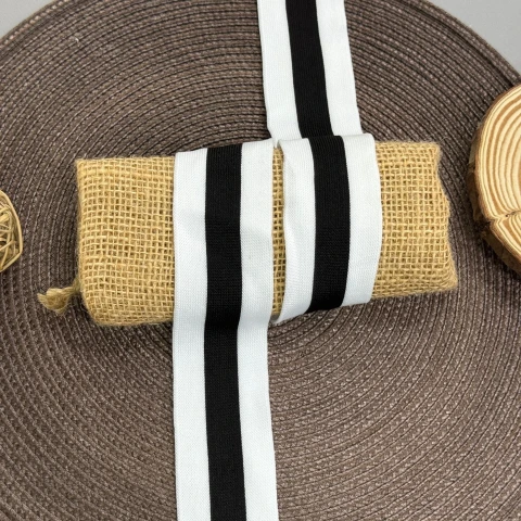 Трикотажний лампас Спорт 4 см (1 м), білий+чорний 3