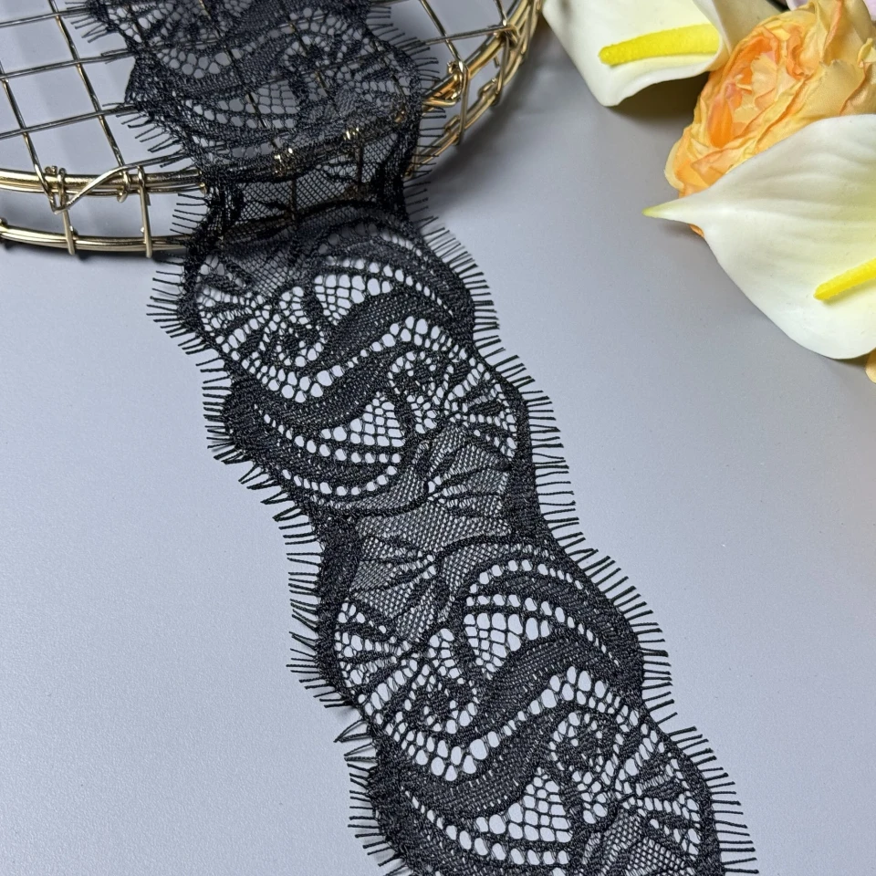 Мереживо французьке «Краплина щастя»8 см. (купон 3 м.), чорний