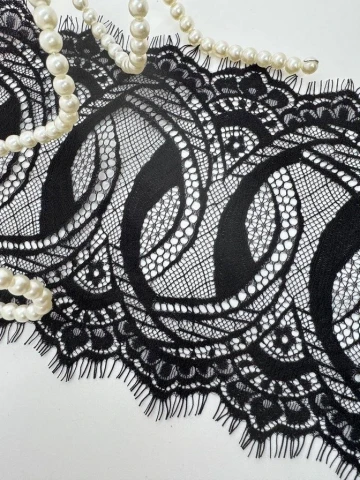 Мереживо французьке «Секрет мадам» 18 см. (купон 3 м.), чорний