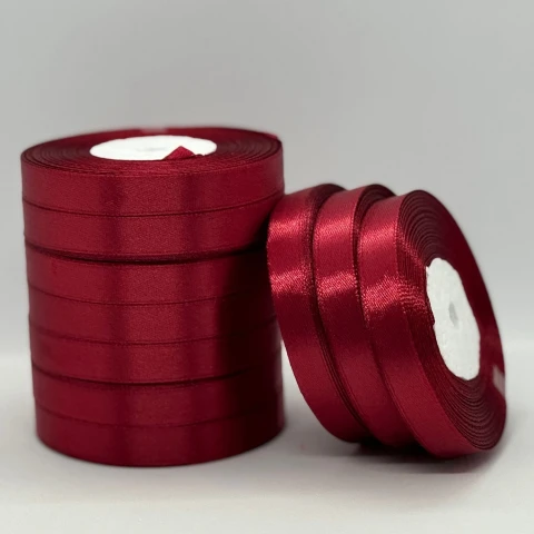Атласна стрічка 1.2 см (33 м.), 48 карміновий