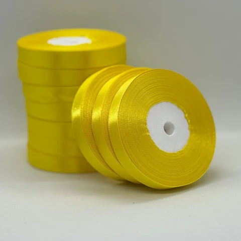 Атласна стрічка 1.2 см (33 м.), 143 світлий жовтий