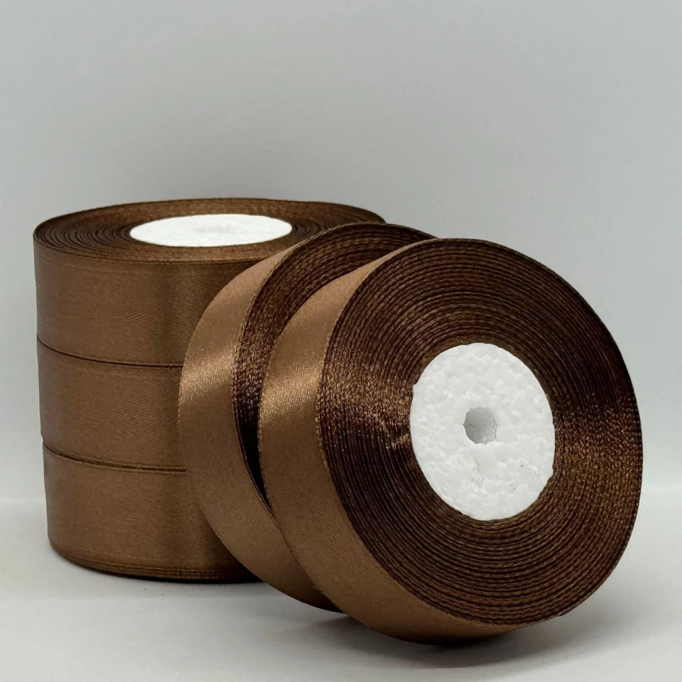 Атласна стрічка 2.5 см (33 м.), 30 коричневий