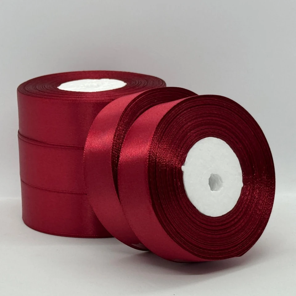 Атласна стрічка 2.5 см (33 м.), 48 карміновий