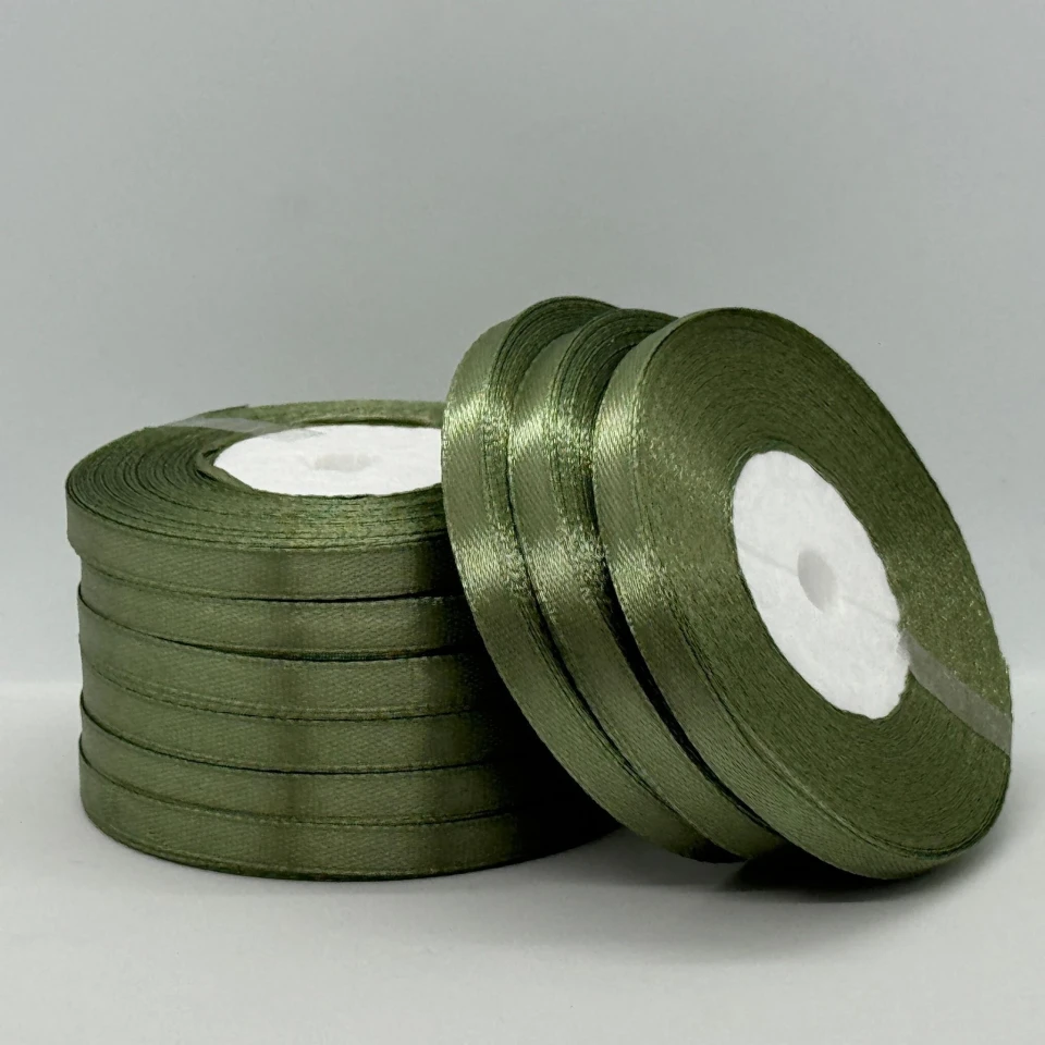 Атласна стрічка 0.6 см (33 м.), 183 хакі