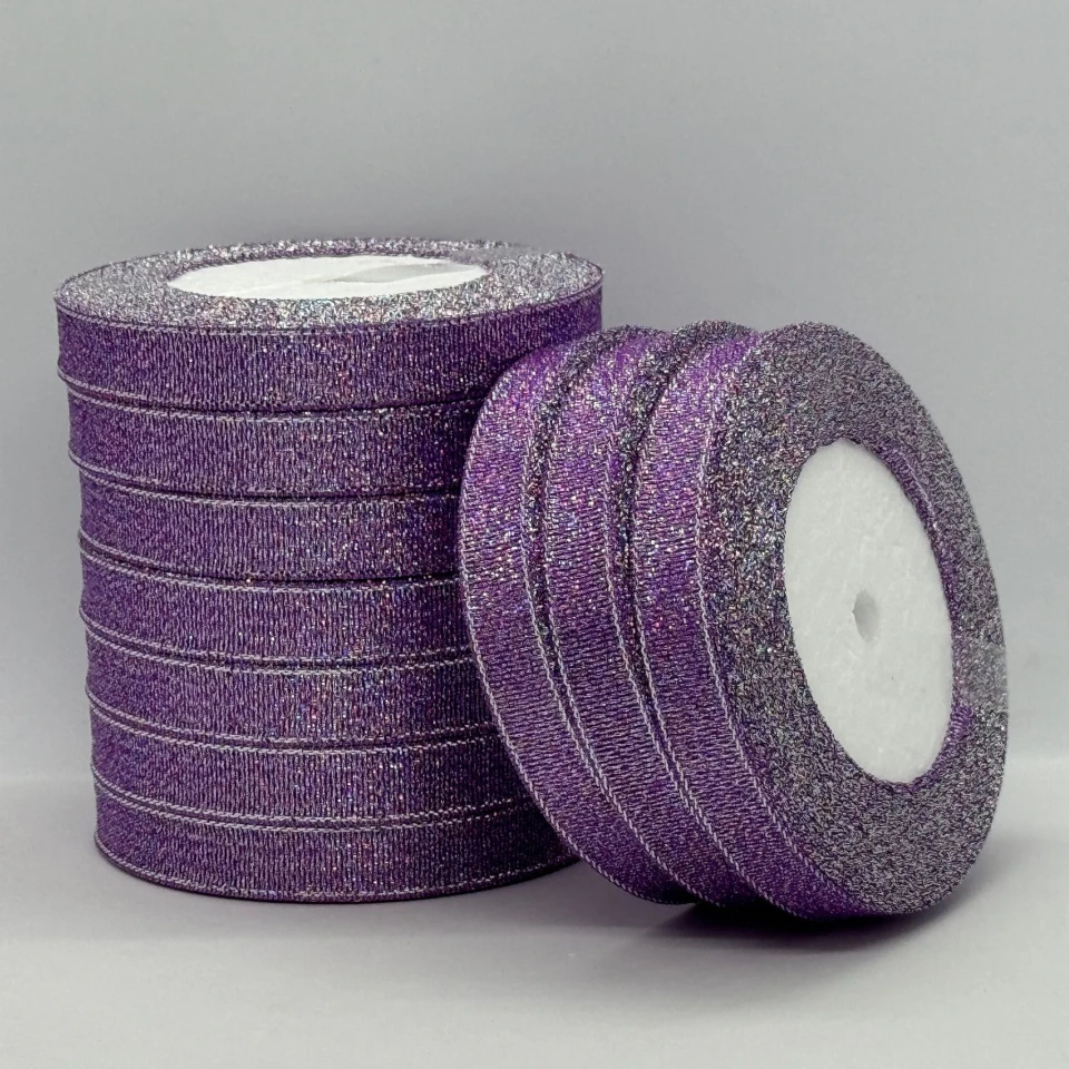 Тасьма парчева 1,2 см (25 ярдів/22,75 м.), 69 фіолетовий + срібло