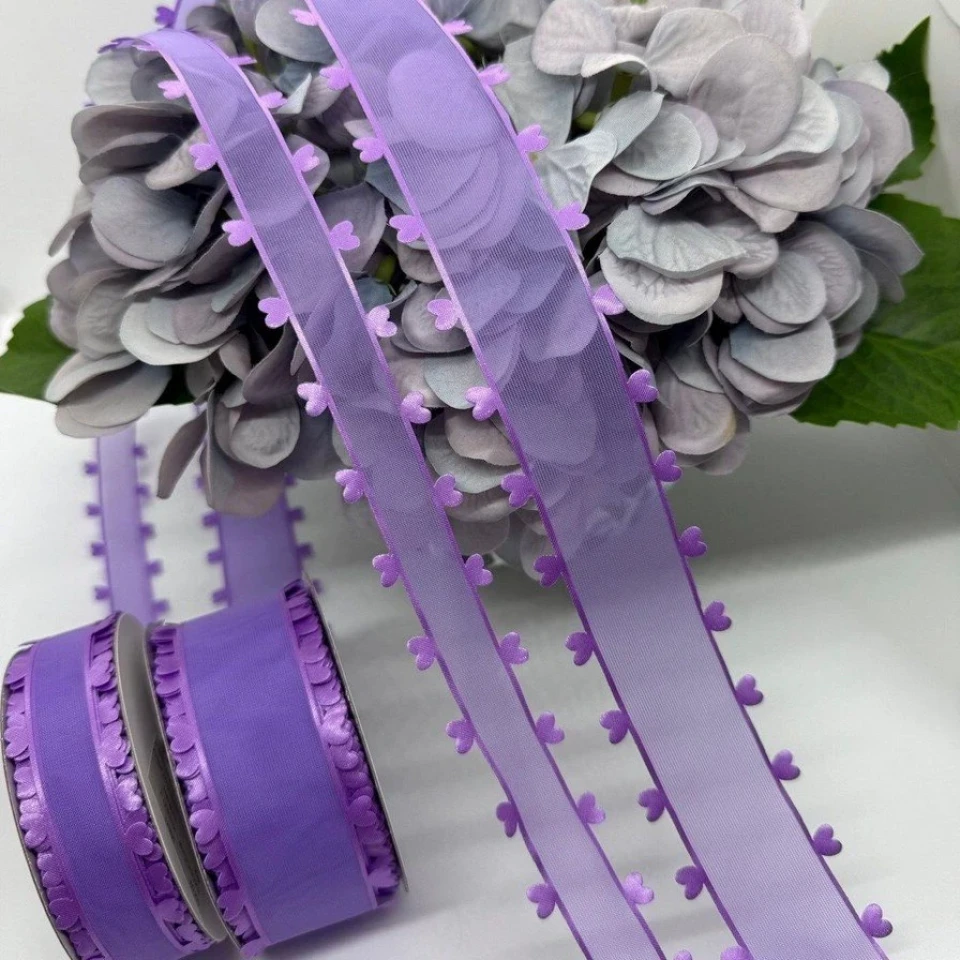 Декоративна стрічка з сердечками 2.5 см (18 м.), фіолетовий