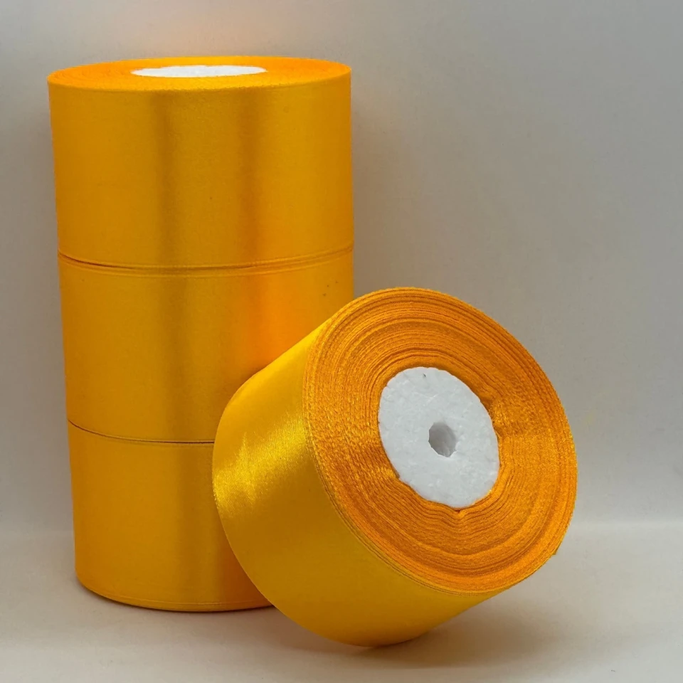 Атласна стрічка 5 см (33 м.), 16 темний жовтий