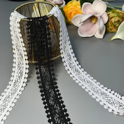 Мереживо поліестер ВВ"Шовковий настрій" 3,5 см.(1 м.), білий