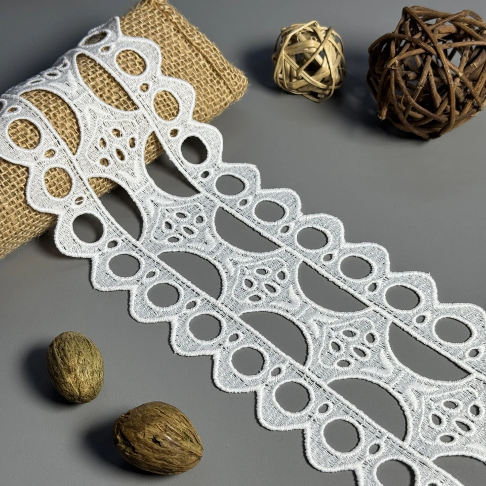 Мереживо поліестер "Перлинна хвиля" 10 см.(1 м.), молочний (20 метрів)