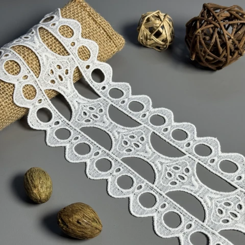 Мереживо поліестер "Перлинна хвиля" 10 см.(1 м.), молочний (20 метрів)