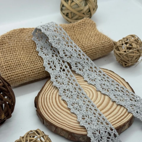 Мереживо макраме "Солодкий аромат" 2,8 см (1 м.), світло сірий