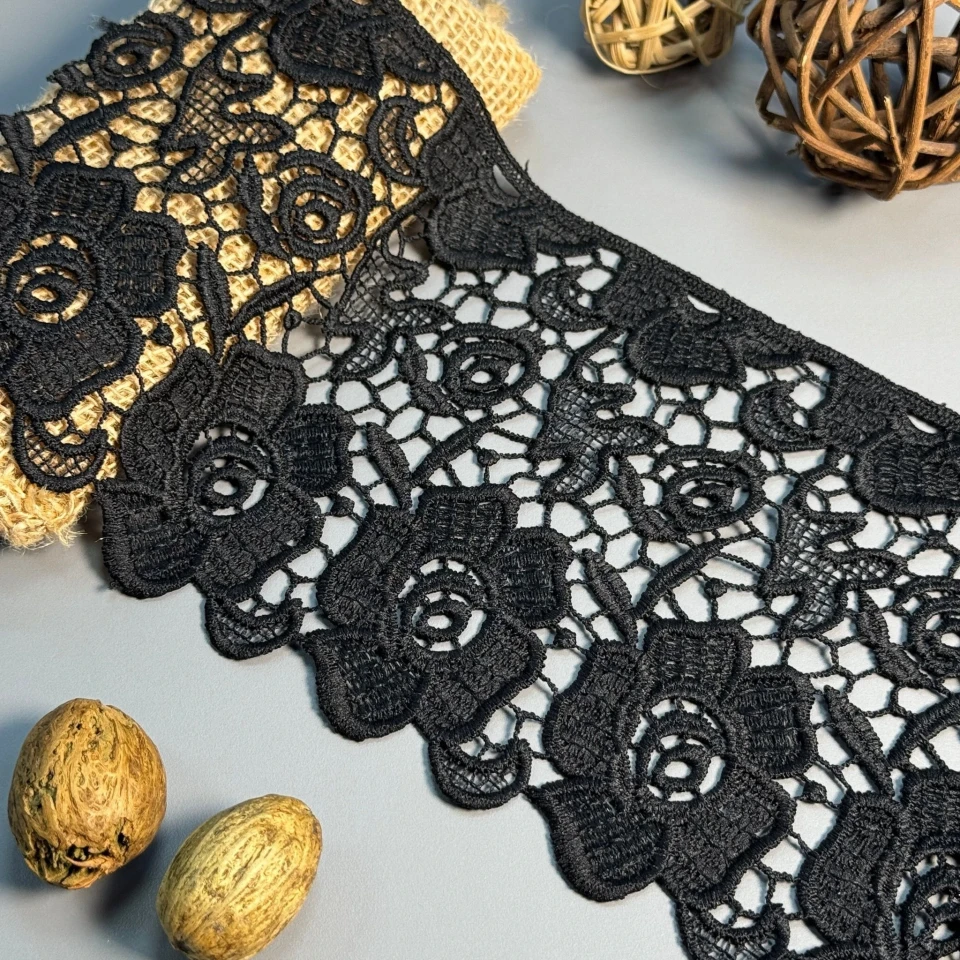 Мереживо поліестер "Квіткова мрія" 13 см.(1 м.), чорний