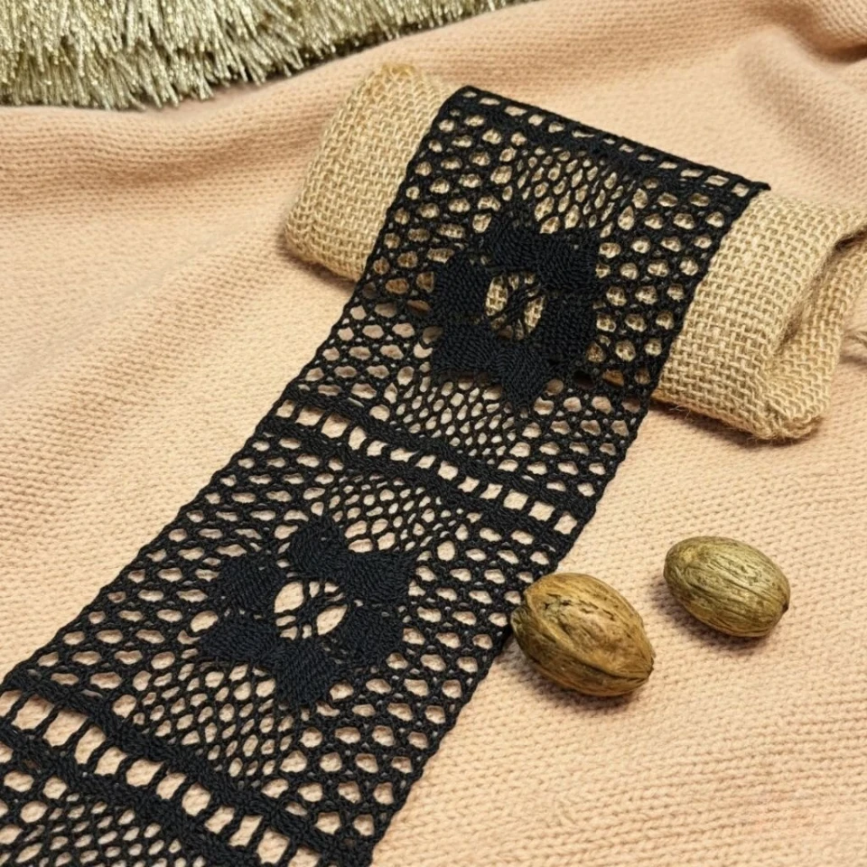 Мереживо макраме "Мереживо любові"8 см (1 м.), чорний