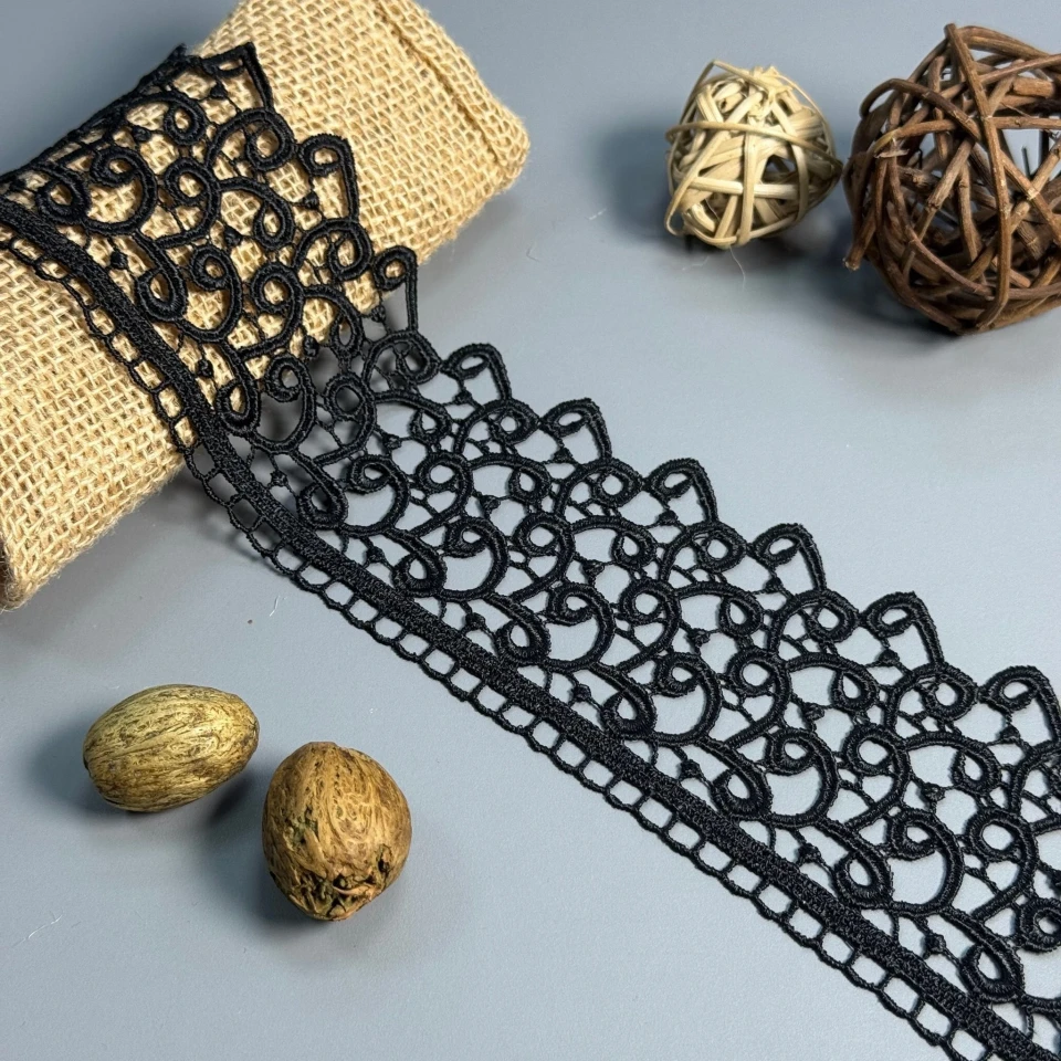 Мереживо поліестер "Легкий шепіт" 8 см.(1 м.), чорний (20 метрів)