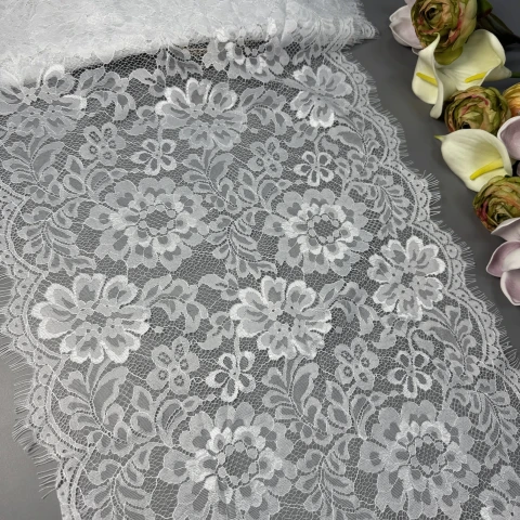 Мереживо французьке«Douce Mélodie»38 см. (купон 3 м.), теплий білий