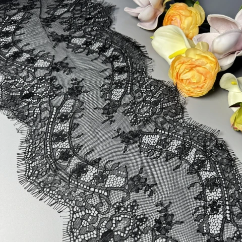 Мереживо французьке «Lune Blanche»23 см. (купон 3 м.), чорний