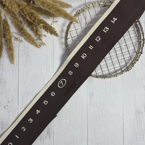 Трикотажний пояс довяз цифри 0-14 (8.5см*90 см), темний коричневий