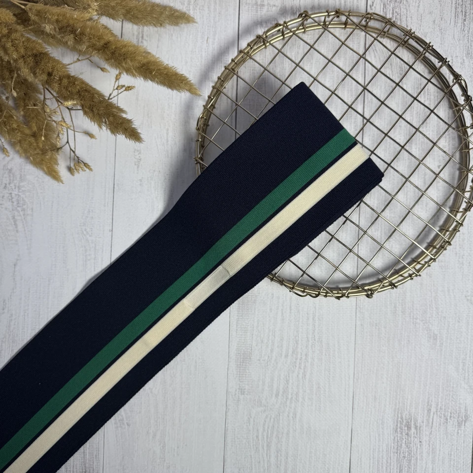 Трикотажний пояс довяз Стиль (8.5см*90 см), синій+зелений+молочний