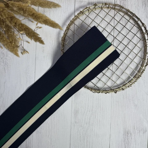 Трикотажний пояс довяз Стиль (8.5см*90 см), синій+зелений+молочний