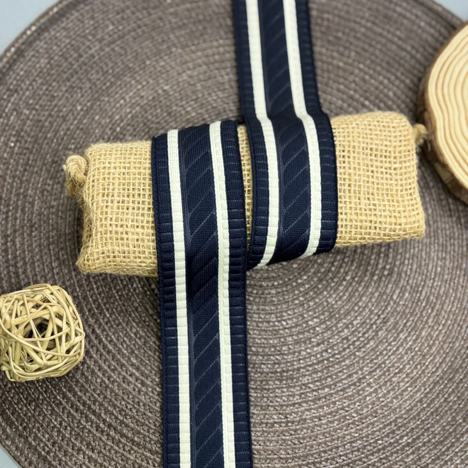 Трикотажний лампас Косичка 4 см (1 м), C:7 темно синій