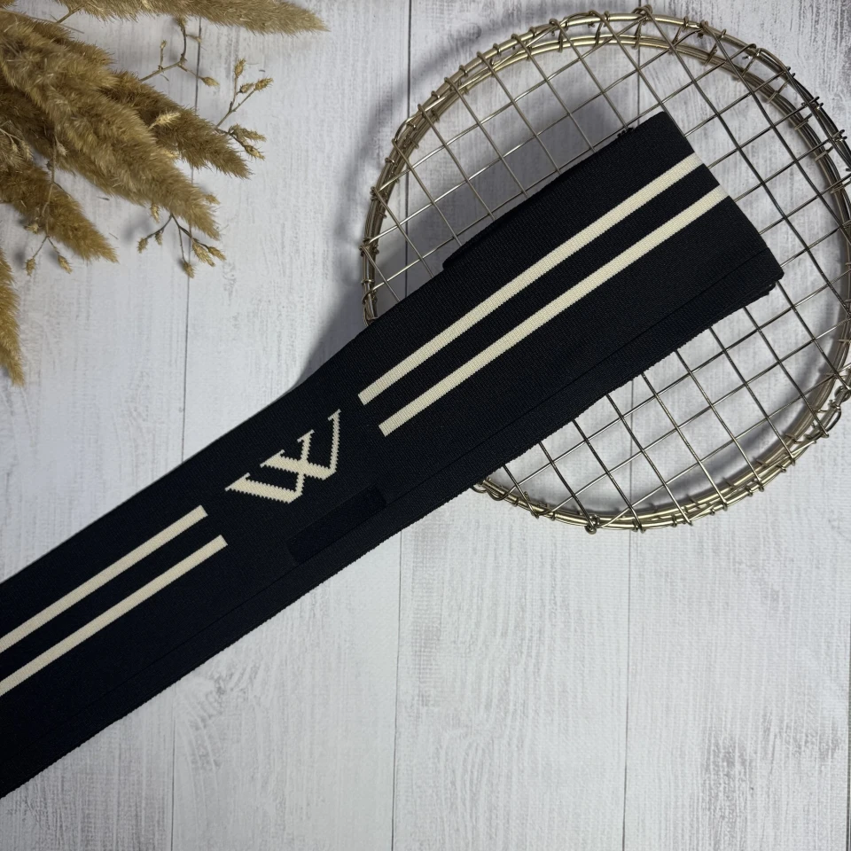 Трикотажний пояс довяз Декор W (8.5 см*90 см), чорний+молочний