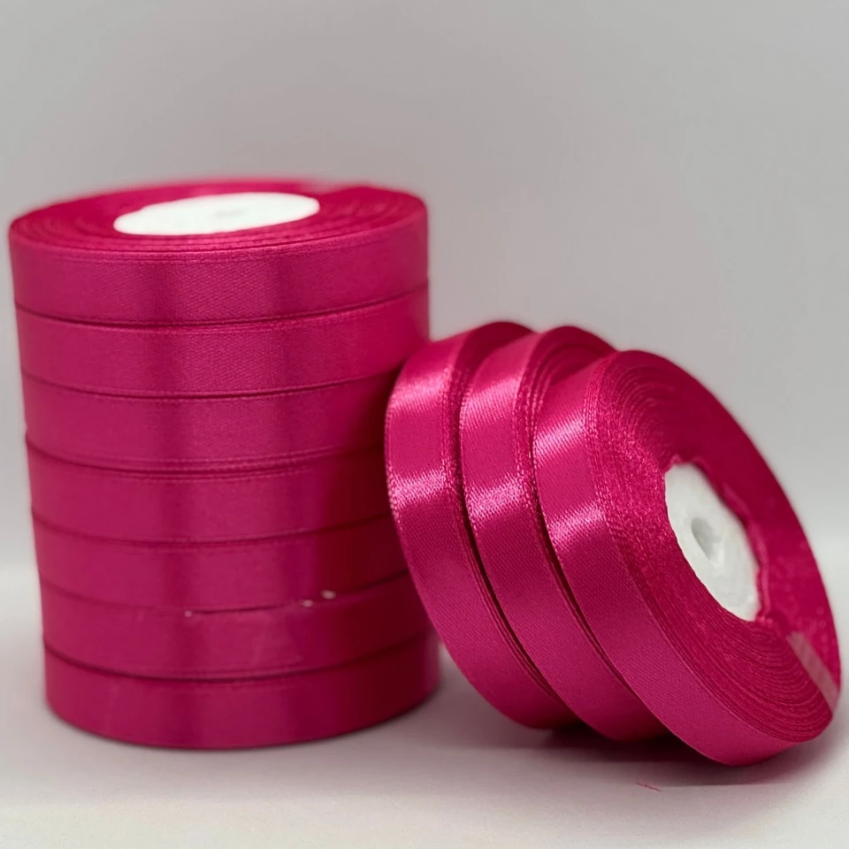 Атласна стрічка 1.2 см (33 м.), 130 горячо-рожевий