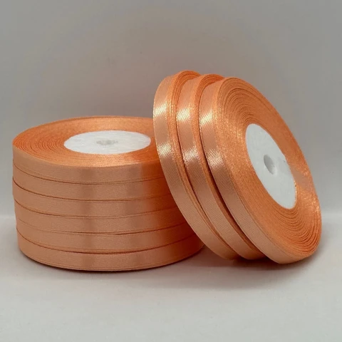 Атласна стрічка 0.6 см (33 м.), 124 темний персиковий