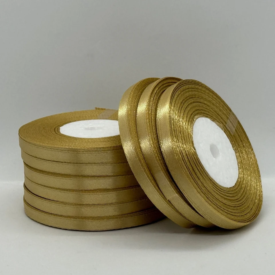 Атласна стрічка 0.6 см (33 м.), 186 золото