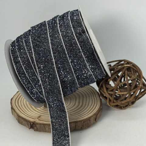 Оксамитова стрічка люрекс 2 см (25 ярдів/22,75 м.), 29 сірий