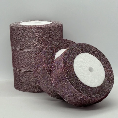 Тасьма парчева 4 см (25 ярдів/22,75 м.), 83 бордовий + срібло