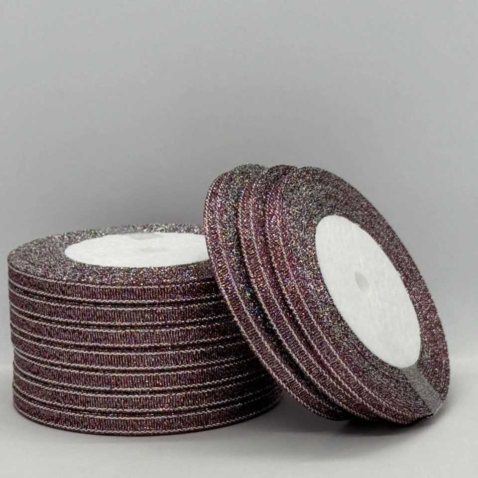 Тасьма парчева 0,6 см (25 ярдів/22,75 м.), 83 бордо + срібло