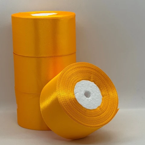 Атласна стрічка 5 см (33 м.), 17 жовтий янтарний