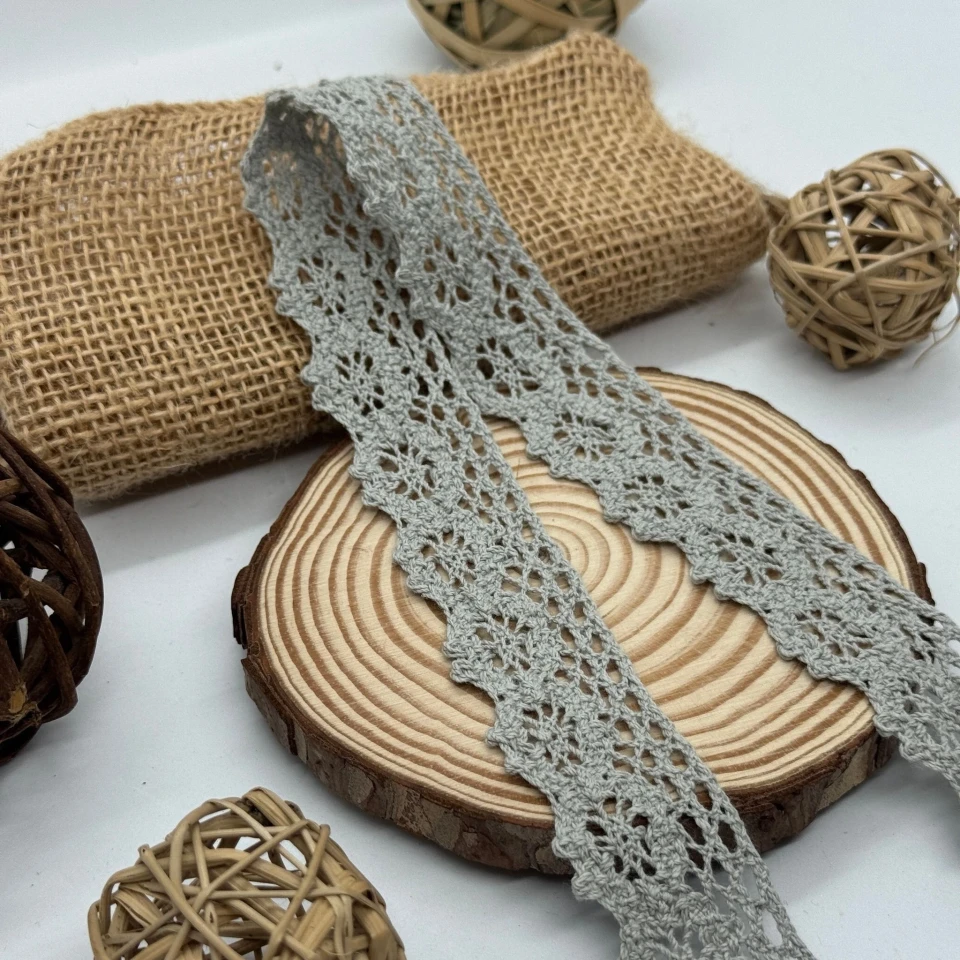 Мереживо макраме "Солодкий аромат" 2,8 см (1 м.), темно сірий