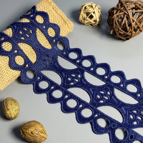 Мереживо поліестер "Перлинна хвиля" 10 см.(1 м.), синій (19 метрів)