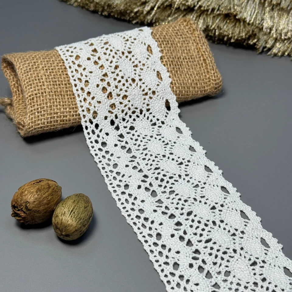Мереживо макраме "Ніжний штрих" 7,5 см.(1 м), молочний