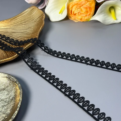 Мереживо поліестер ВВ"Аура стилю" 2 см.(1 м.), чорний