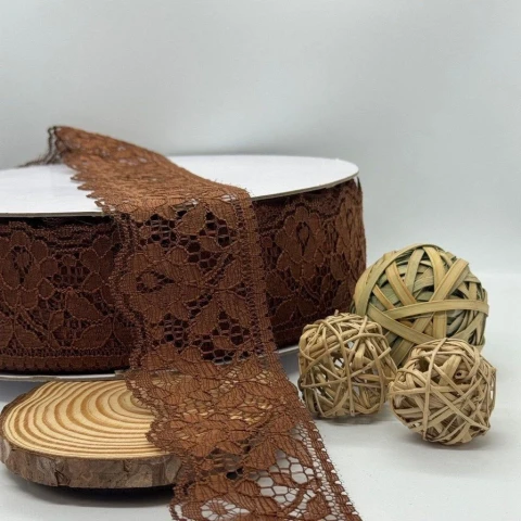 Мереживо поліестр кольорове «Квітка спокуси» 6 см (1 м.), 13 коричневий