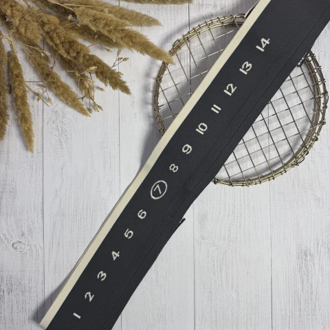 Трикотажний пояс довяз цифри 0-14 (8.5см*90 см), темний сірий