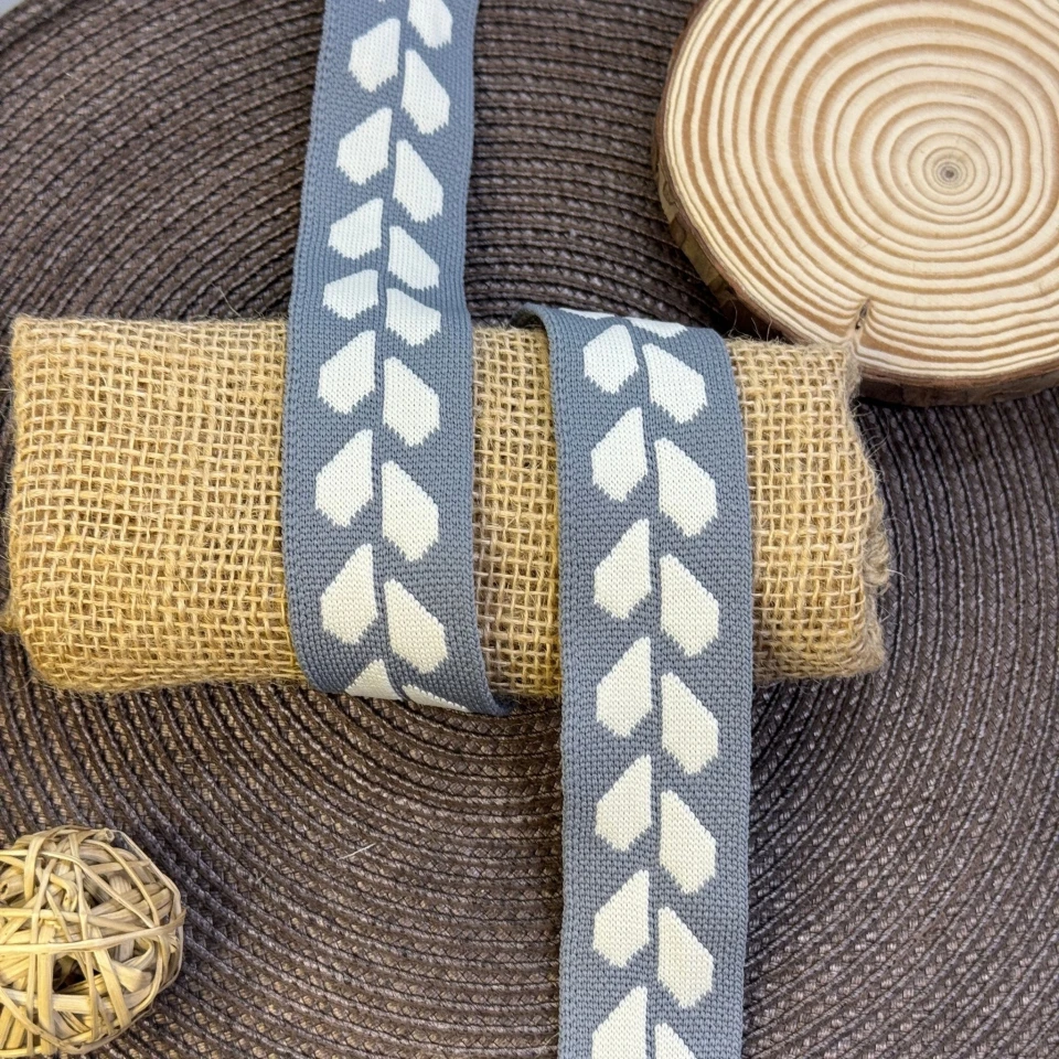 Трикотажний лампас Сердечка 3.5 см (1 м), C:5 світло сірий