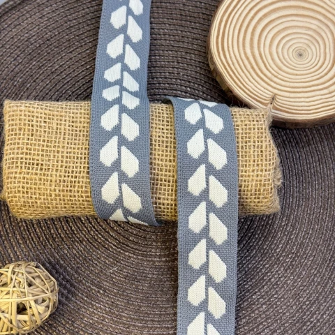 Трикотажний лампас Сердечка 3.5 см (1 м), C:5 світло сірий