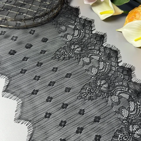 Мереживо французьке «Le Rêve»26 см. (купон 3 м.), чорний