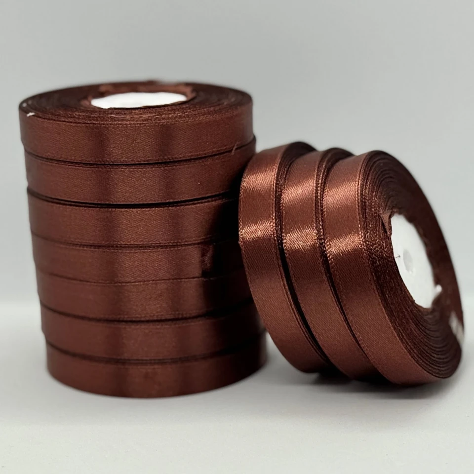Атласна стрічка 1.2 см (33 м.), 70 шоколад