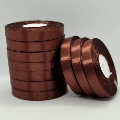 Атласна стрічка 1.2 см (33 м.), 70 шоколад