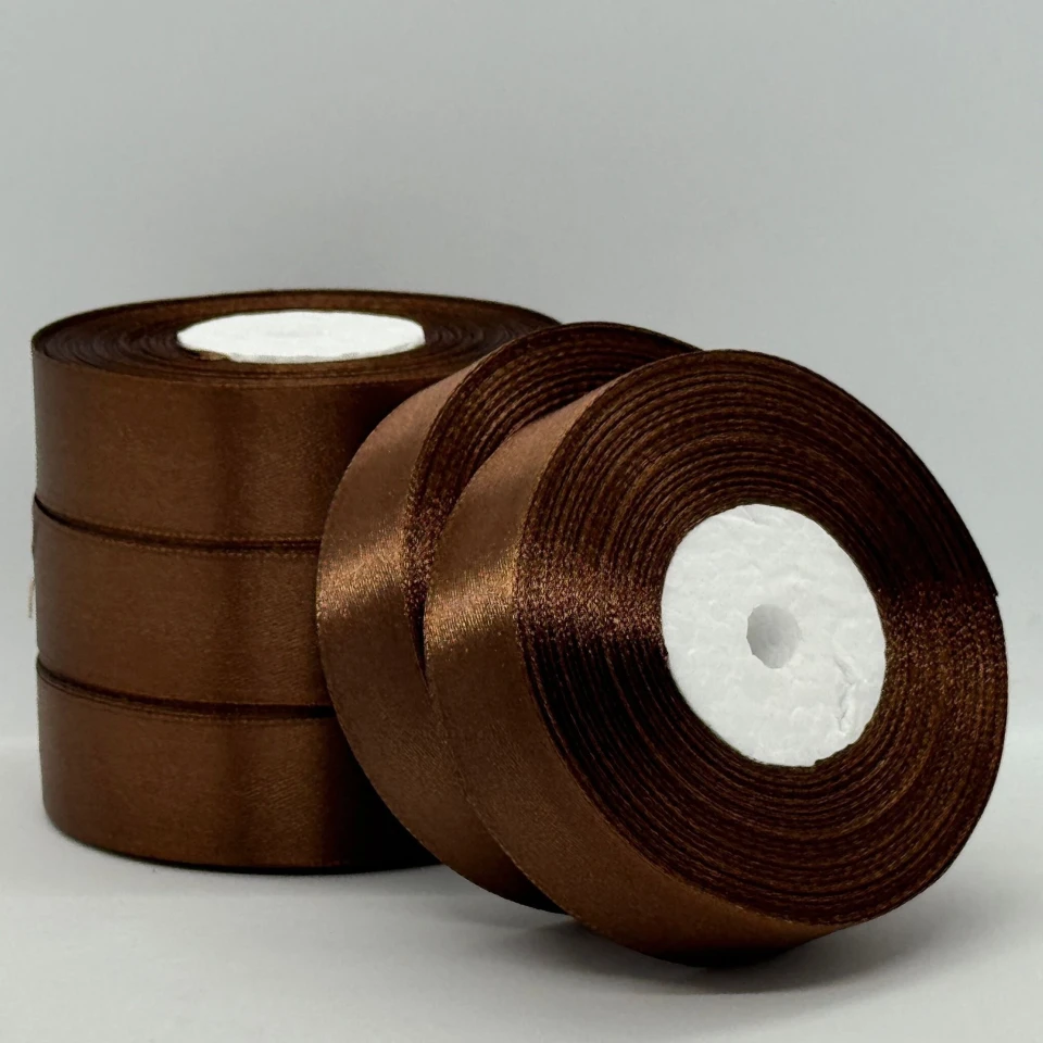 Атласна стрічка 2.5 см (33 м.), 31 темний коричневий