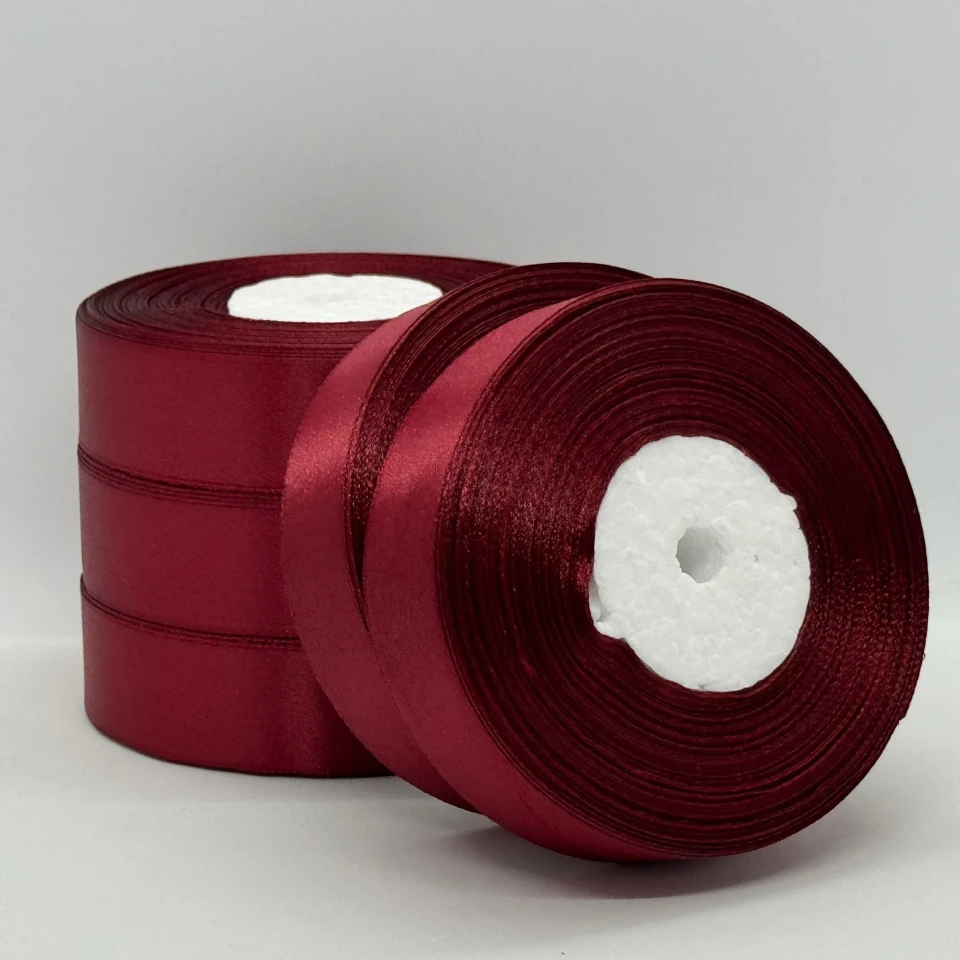Атласна стрічка 2.5 см (33 м.), 37 темний бордовий